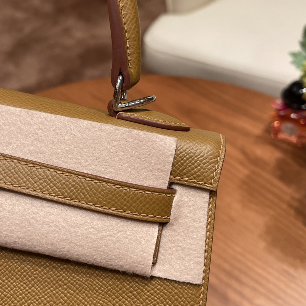 爱马仕 HERMES Kelly 25cm epsom皮 U8 青铜色 银扣