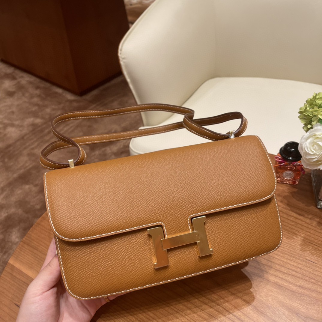 HERMES 爱马仕 constance elan 26cm   epsom  37 金棕 金扣