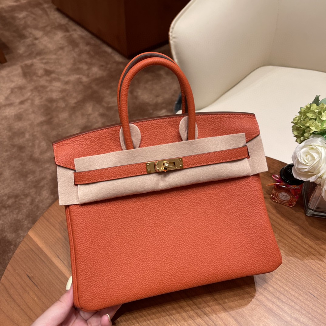 HERMES 爱马仕 现货 25铂金 togo 番茄红
