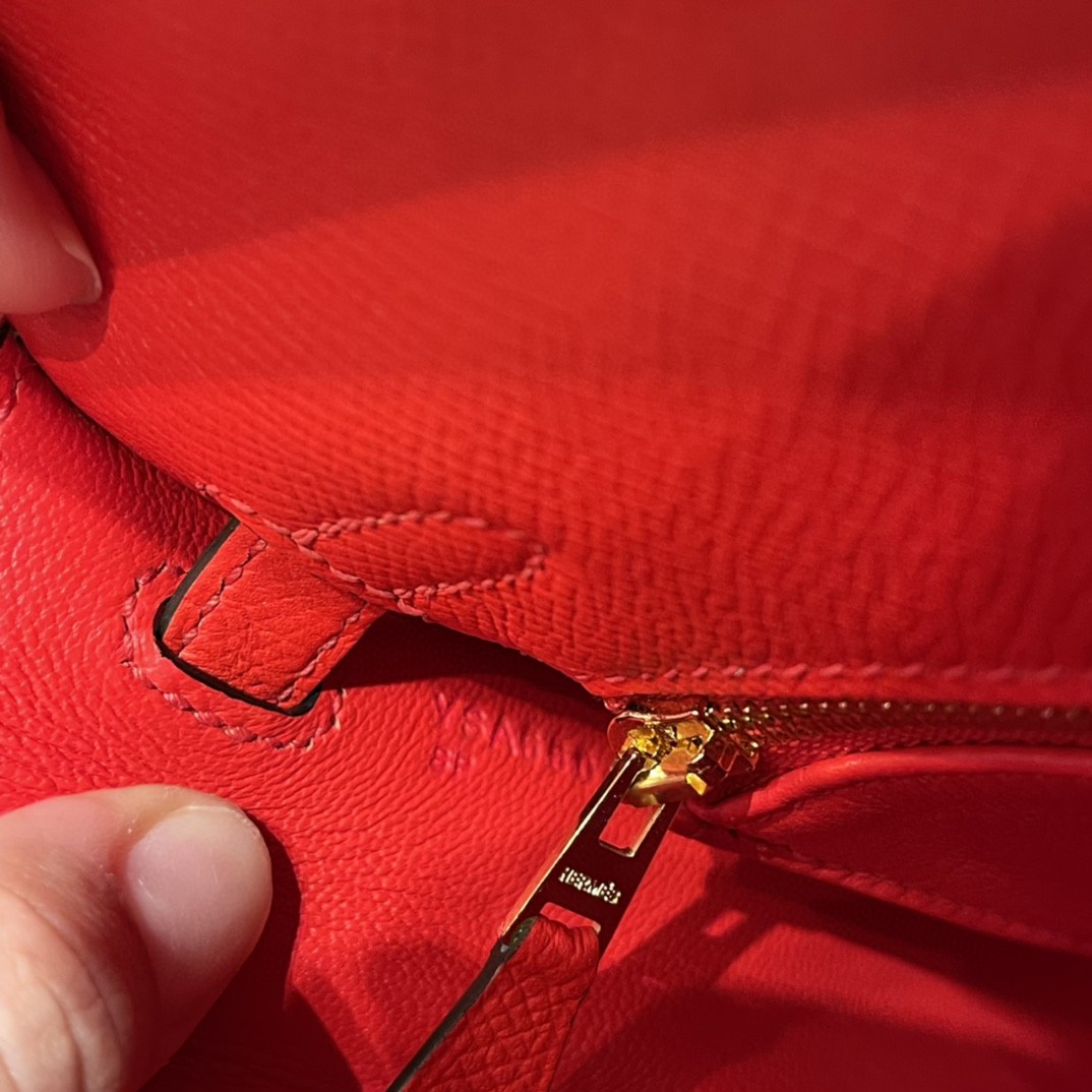爱马仕 HERMES Kelly 25cm epsom皮 S3 心红 金扣