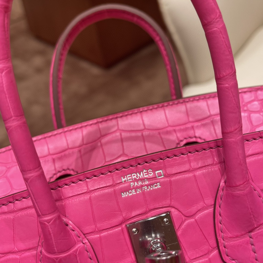 HERMES 订单出货 25birkin 雾面美洲鳄Alligator  5R 惊艳粉 银扣