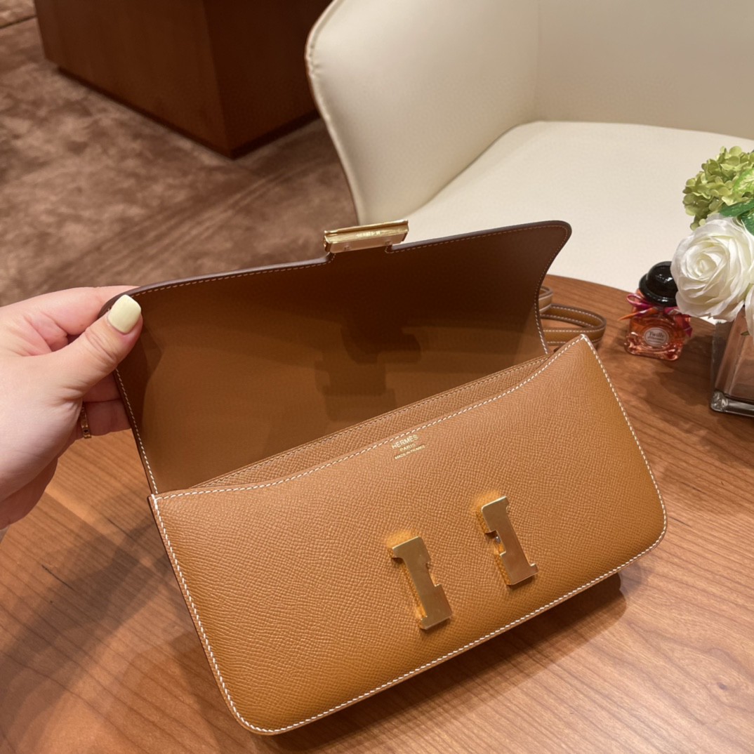 HERMES 爱马仕 constance elan 26cm   epsom  37 金棕 金扣