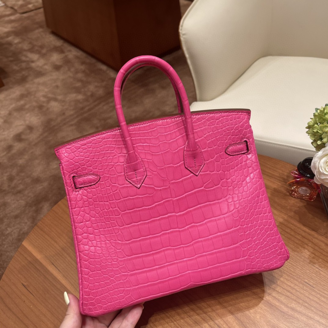 HERMES 订单出货 25birkin 雾面美洲鳄Alligator  5R 惊艳粉 银扣