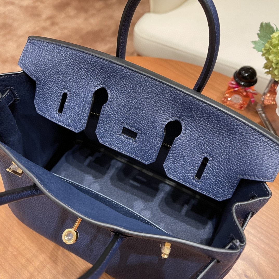 爱马仕 birkin 25cm 经典款必备传承之作 togo皮质柔软 纹路清晰饱满 75 宝石蓝金扣 超级百搭色
