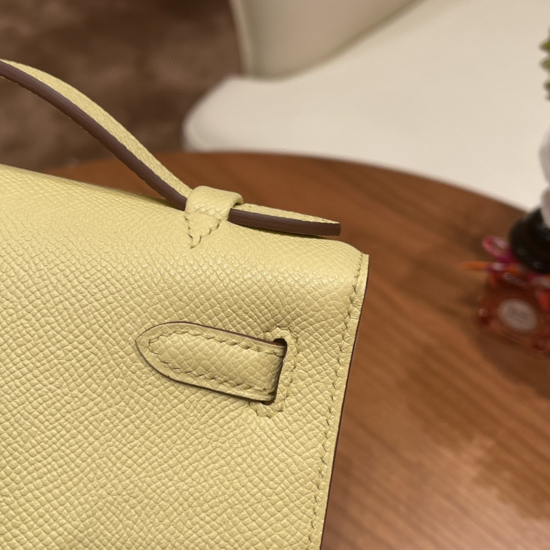 HERMES kelly pochette  一代 手包 Epsom 1Z 小鸡黄 金扣 今年又复出且火爆，超适合夏天的