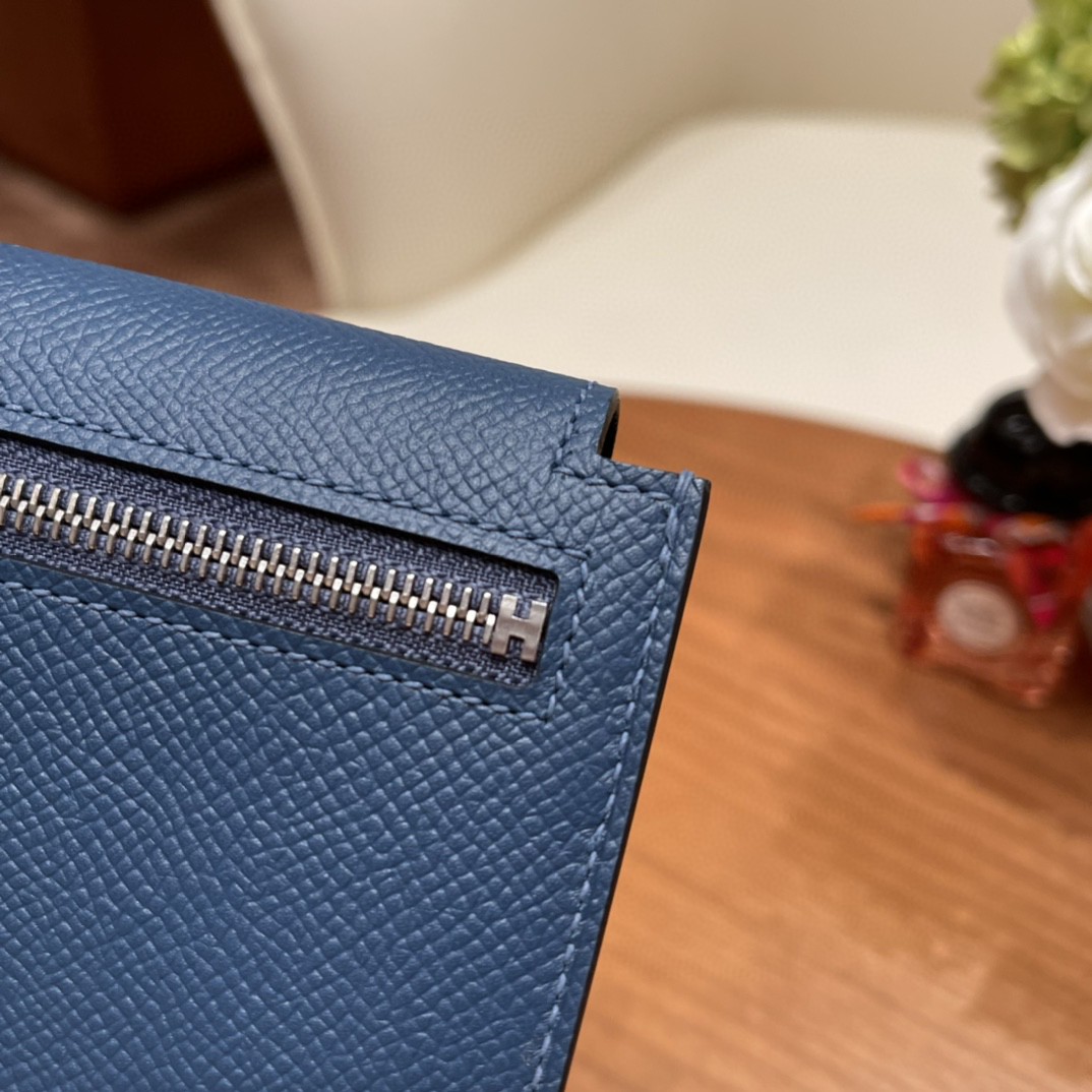 HERMES 爱马仕 Kelly pocket 配上kelly 腰带可以当腰包 Epsom 皮 S4 深邃蓝 银扣