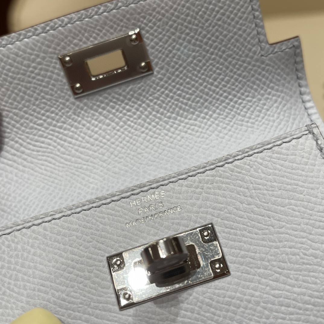 HERMES 爱马仕 Kelly pocket 配上kelly 腰带可以当腰包 Epsom 皮 T0 雾霾蓝 银扣