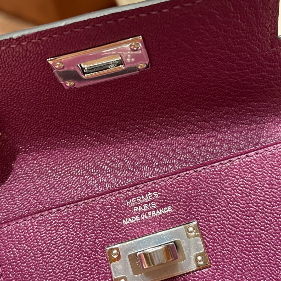HERMES 爱马仕 Kelly pocket 完美精致 配上kelly 腰带可以当腰包 山羊皮 P9 海葵紫 银扣