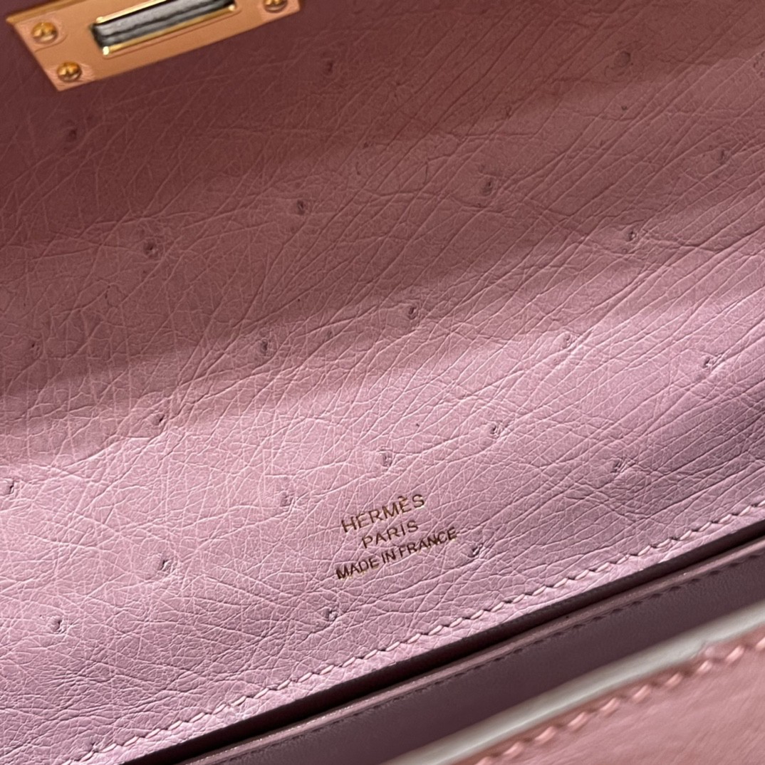 HERMES Kelly pochette 一代手拿包 容量感人 满足日常出门所需～ 南非kk ostrich鸵鸟皮 5H 薰衣草紫 金扣