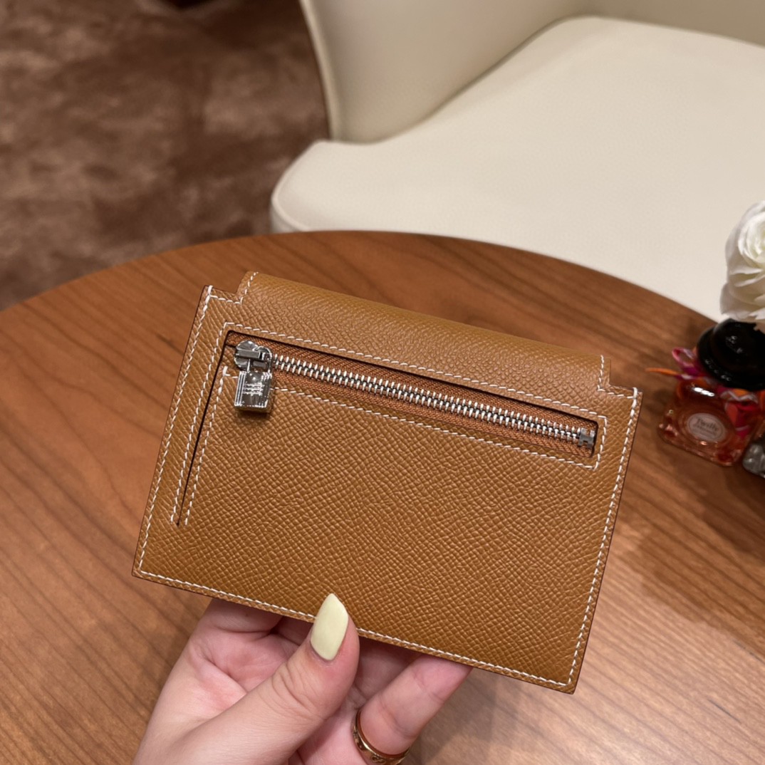 HERMES 爱马仕 Kelly pocket 配上kelly 腰带可以当腰包 Epsom 皮 37 金棕 银扣
