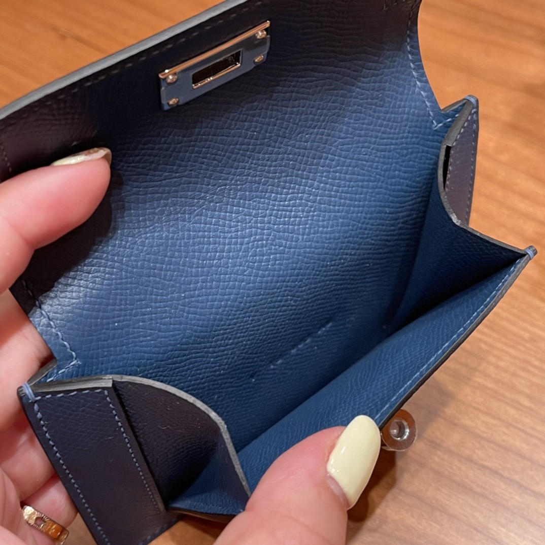 HERMES 爱马仕 Kelly pocket 配上kelly 腰带可以当腰包 Epsom 皮 S4 深邃蓝 银扣