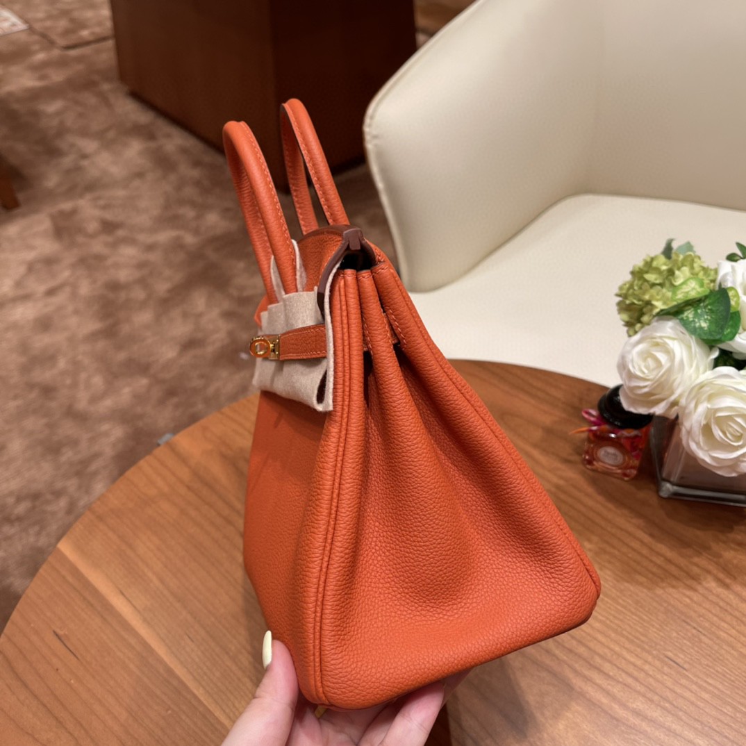 HERMES 爱马仕 现货 25铂金 togo 番茄红