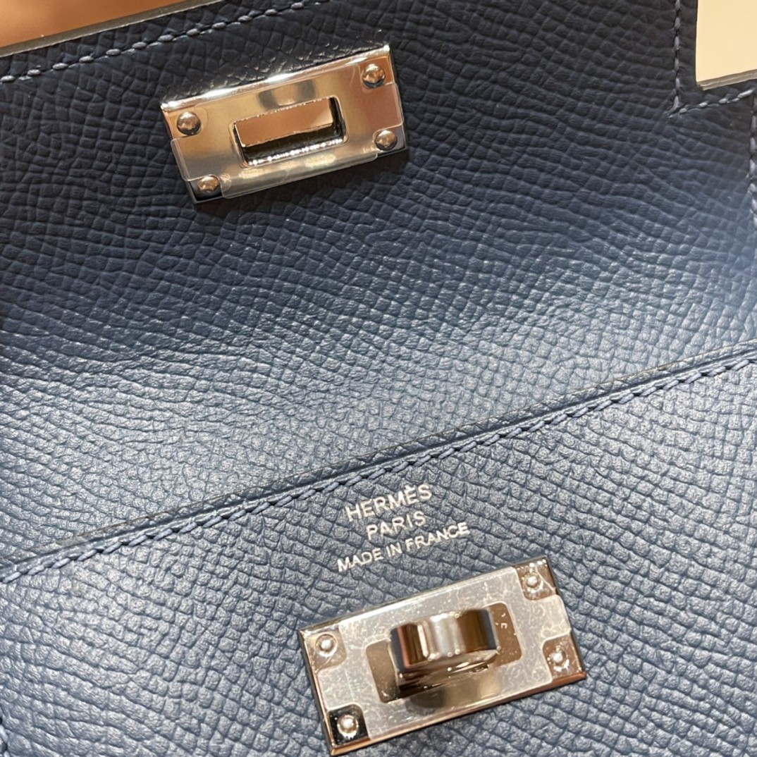 HERMES 爱马仕 Kelly pocket 配上kelly 腰带可以当腰包 Epsom 皮 S4 深邃蓝 银扣