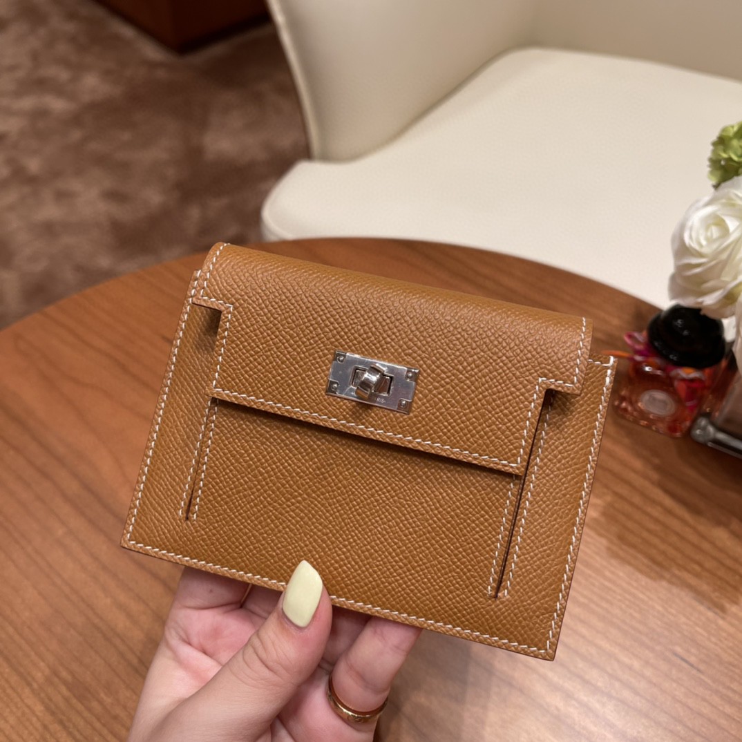 HERMES 爱马仕 Kelly pocket 配上kelly 腰带可以当腰包 Epsom 皮 37 金棕 银扣