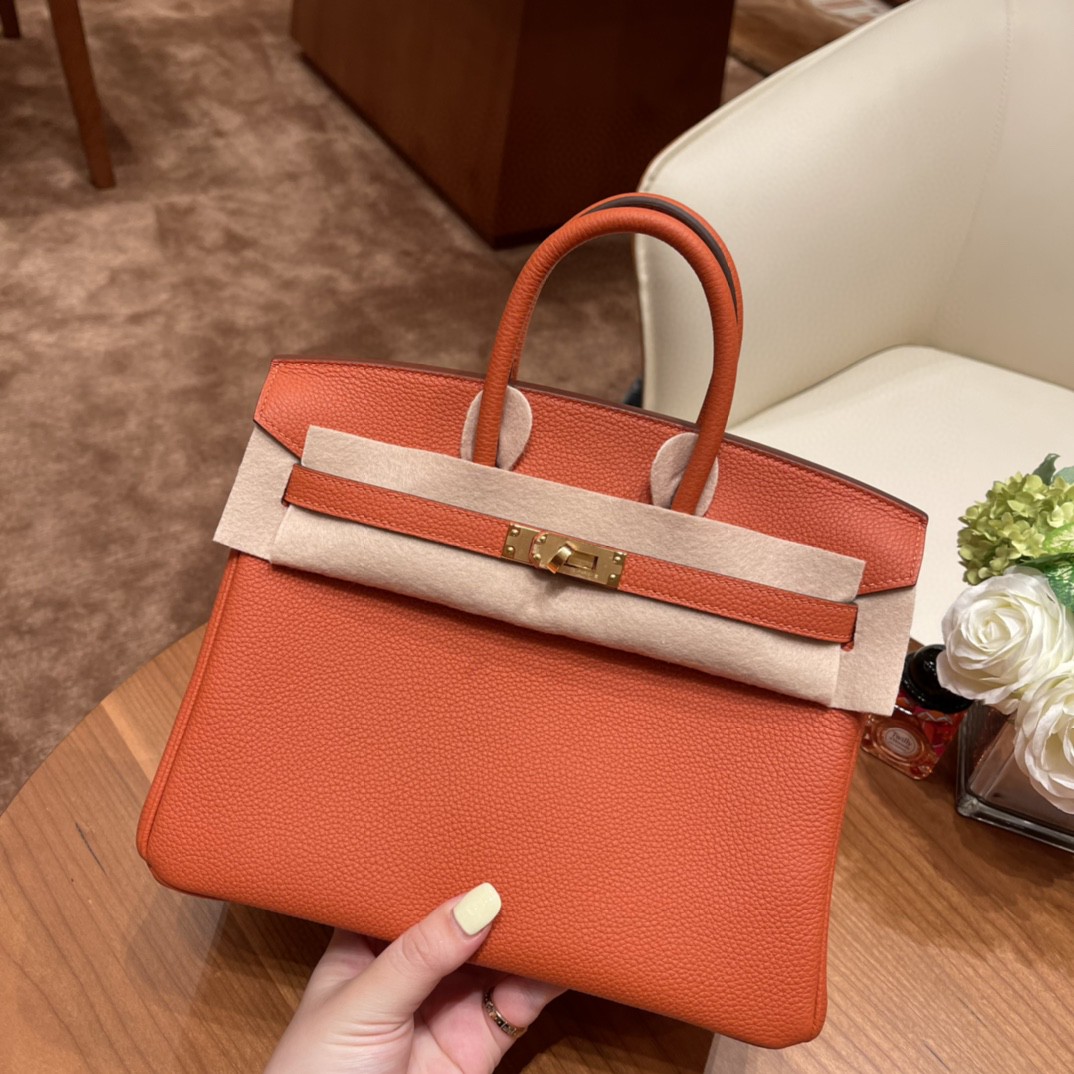 HERMES 爱马仕 现货 25铂金 togo 番茄红