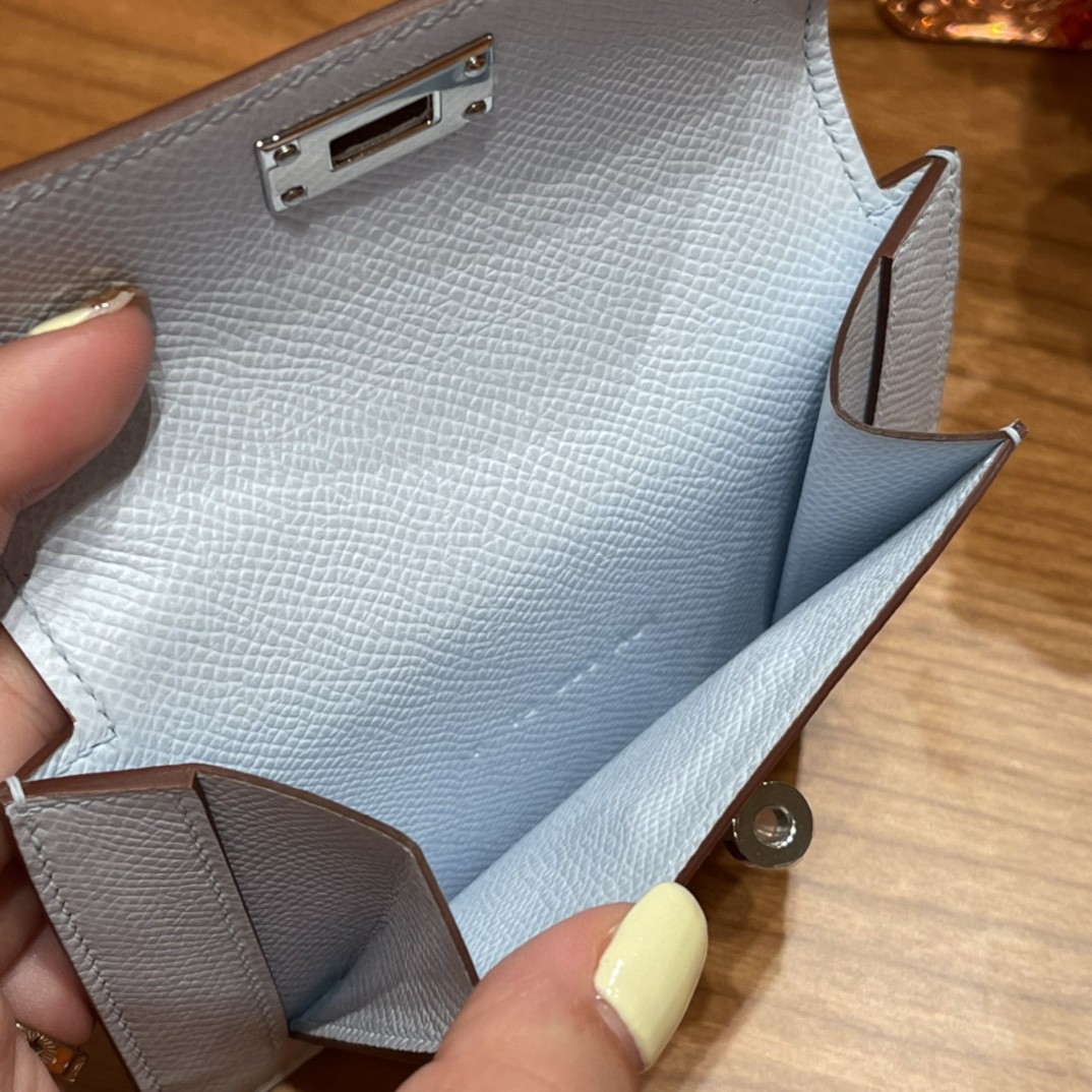 HERMES 爱马仕 Kelly pocket 配上kelly 腰带可以当腰包 Epsom 皮 T0 雾霾蓝 银扣