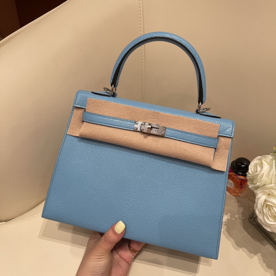 爱马仕 HERMES Kelly 25cm epsom皮 VIP定制 马蹄印 18 大象灰拼2S 风衣灰 金扣
