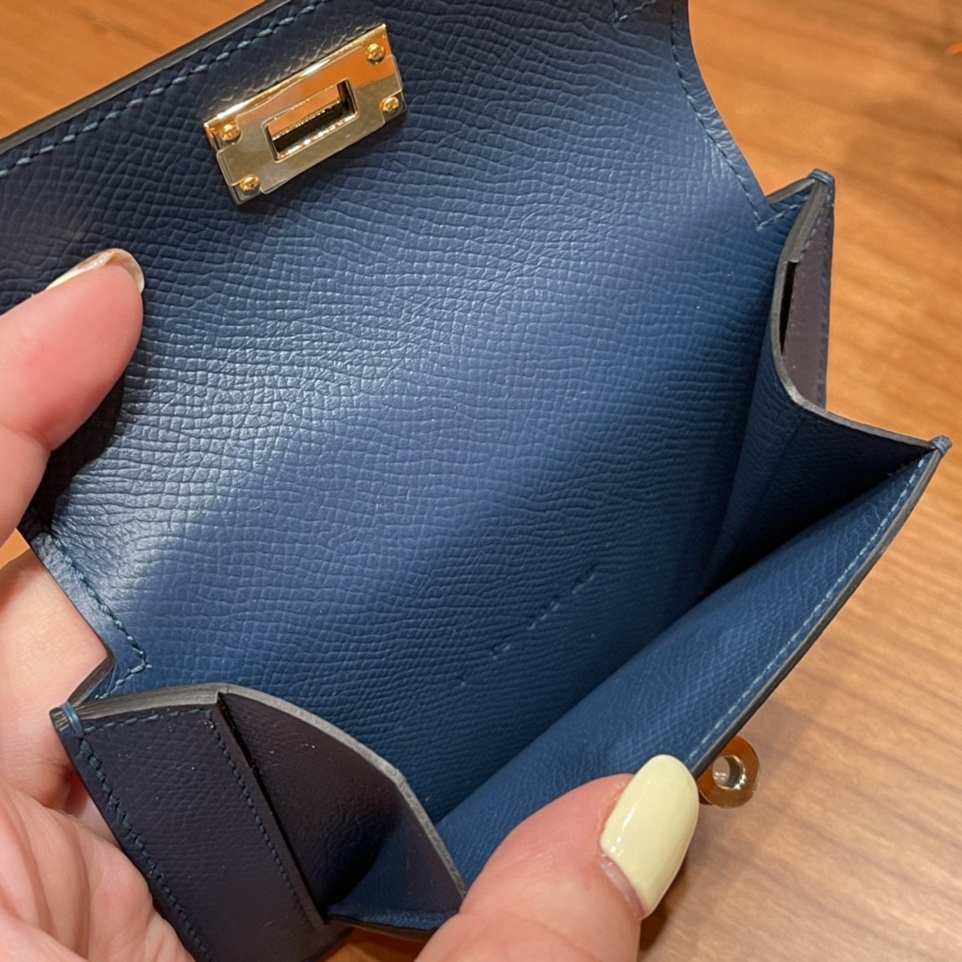 HERMES 爱马仕 Kelly pocket 配上kelly 腰带可以当腰包 Epsom 皮 S4 深邃蓝 金扣