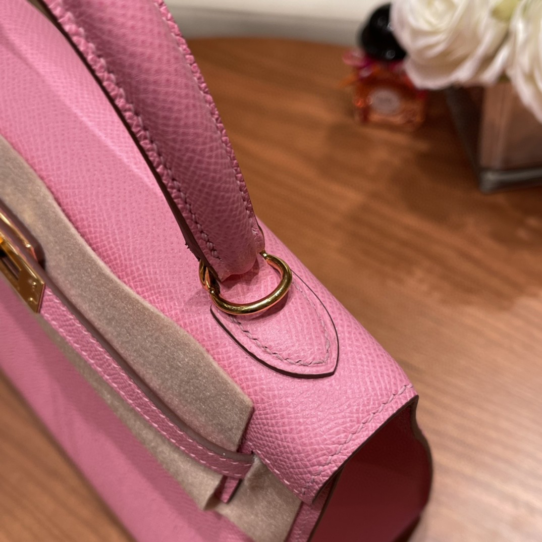 爱马仕 Kelly 25cm epsom皮 5P 樱花粉 金扣 HERMES