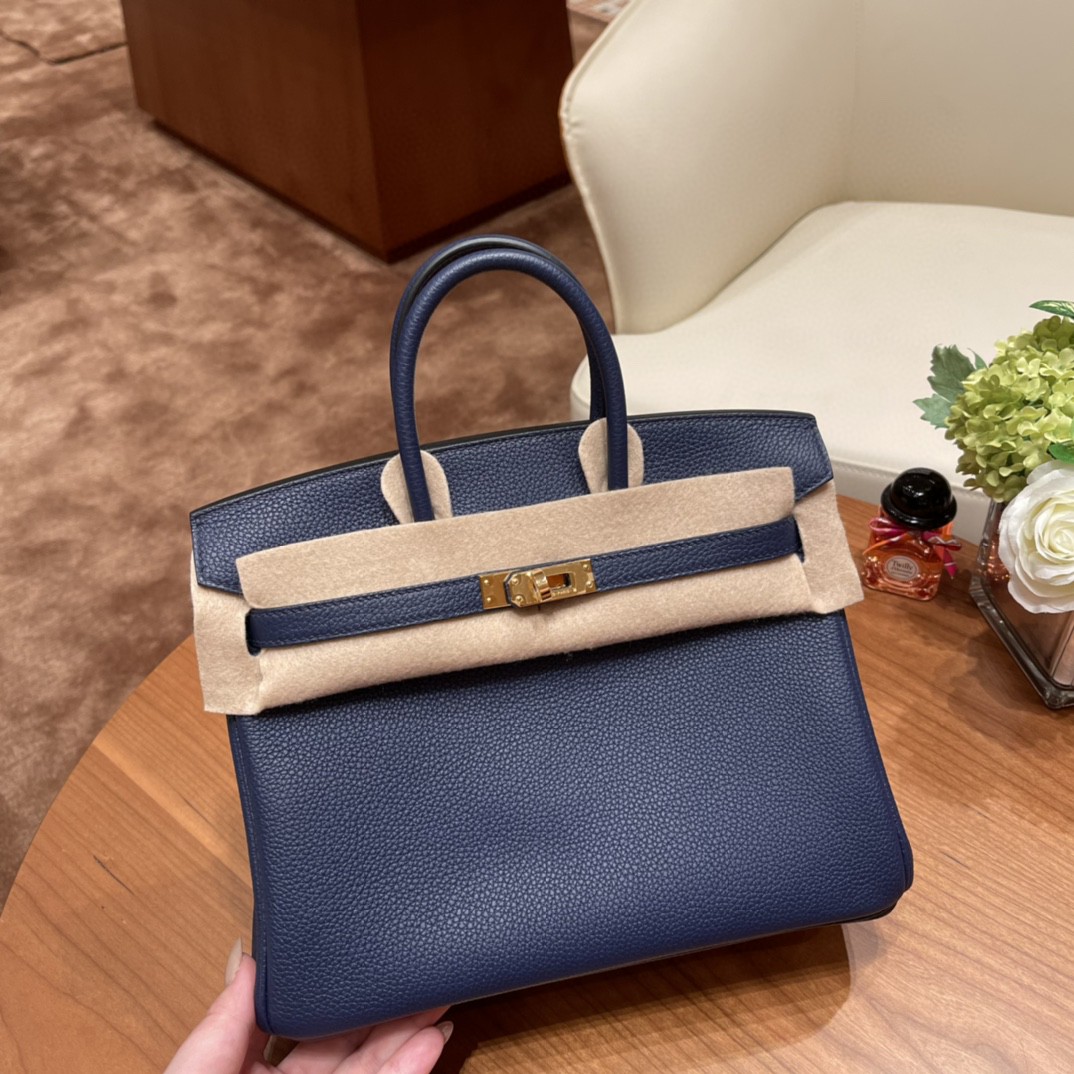 爱马仕 birkin 25cm 经典款必备传承之作 togo皮质柔软 纹路清晰饱满 75 宝石蓝金扣 超级百搭色