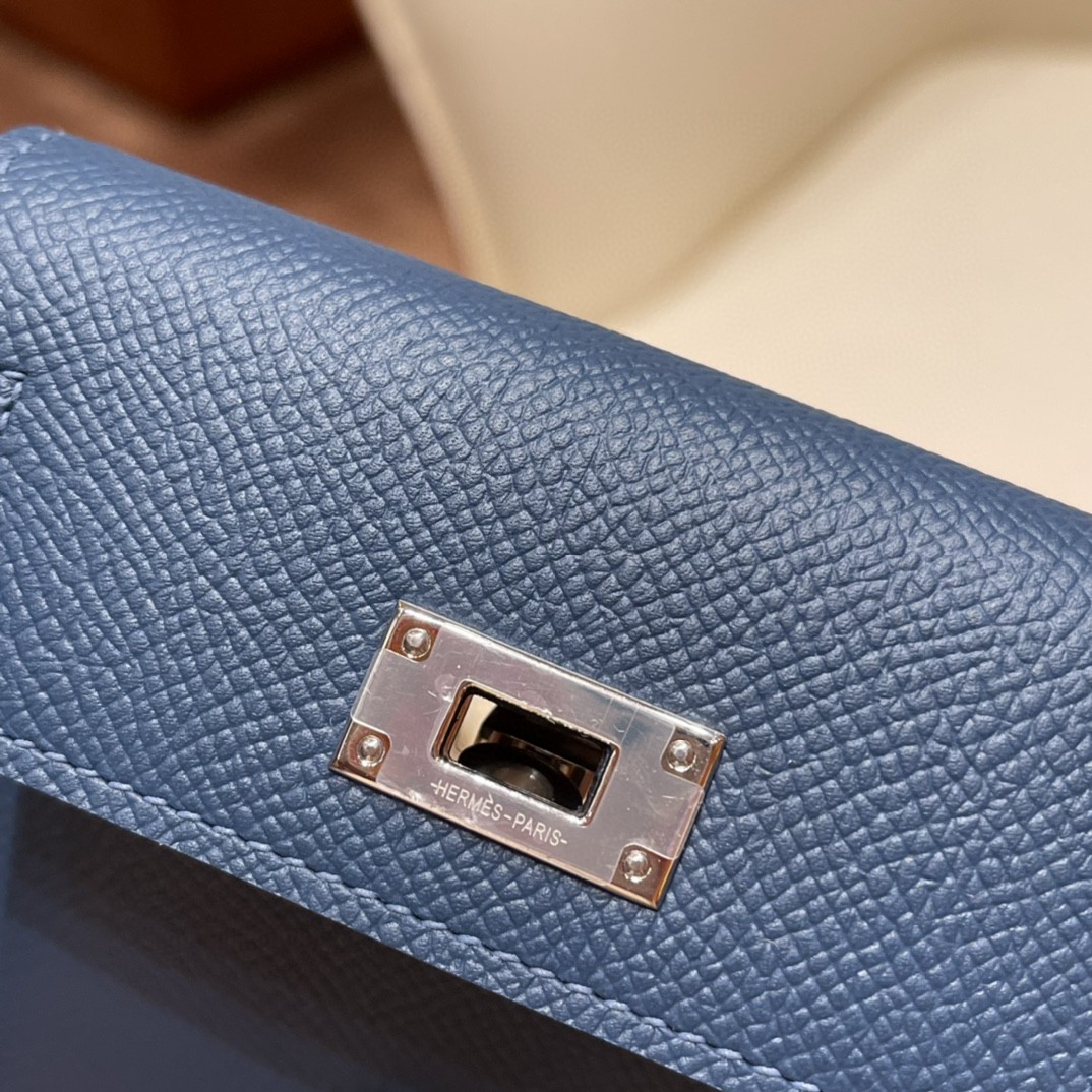 HERMES 爱马仕 Kelly pocket 配上kelly 腰带可以当腰包 Epsom 皮 S4 深邃蓝 银扣