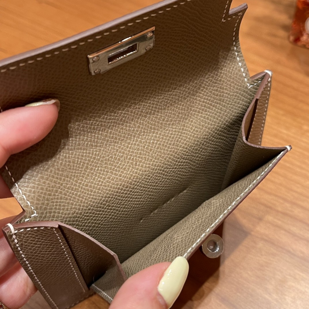 HERMES 爱马仕 Kelly pocket 配上kelly 腰带可以当腰包 Epsom 皮 18 大象灰 银扣