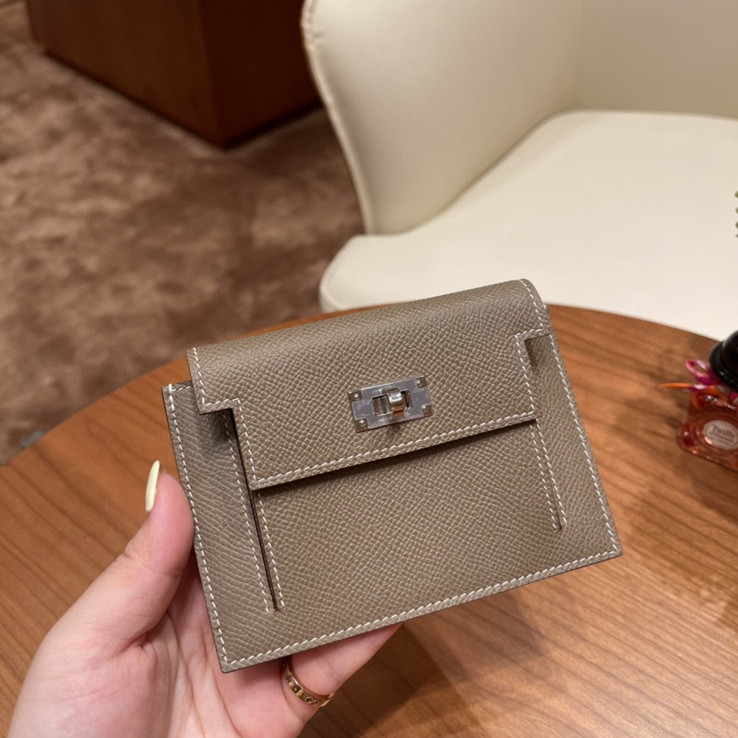 HERMES 爱马仕 Kelly pocket 配上kelly 腰带可以当腰包 Epsom 皮 18 大象灰 银扣