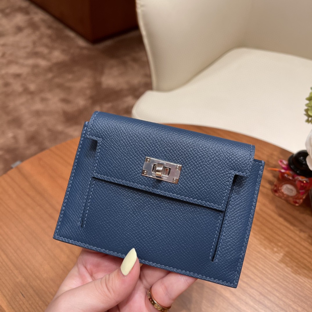 HERMES 爱马仕 Kelly pocket 配上kelly 腰带可以当腰包 Epsom 皮 S4 深邃蓝 银扣