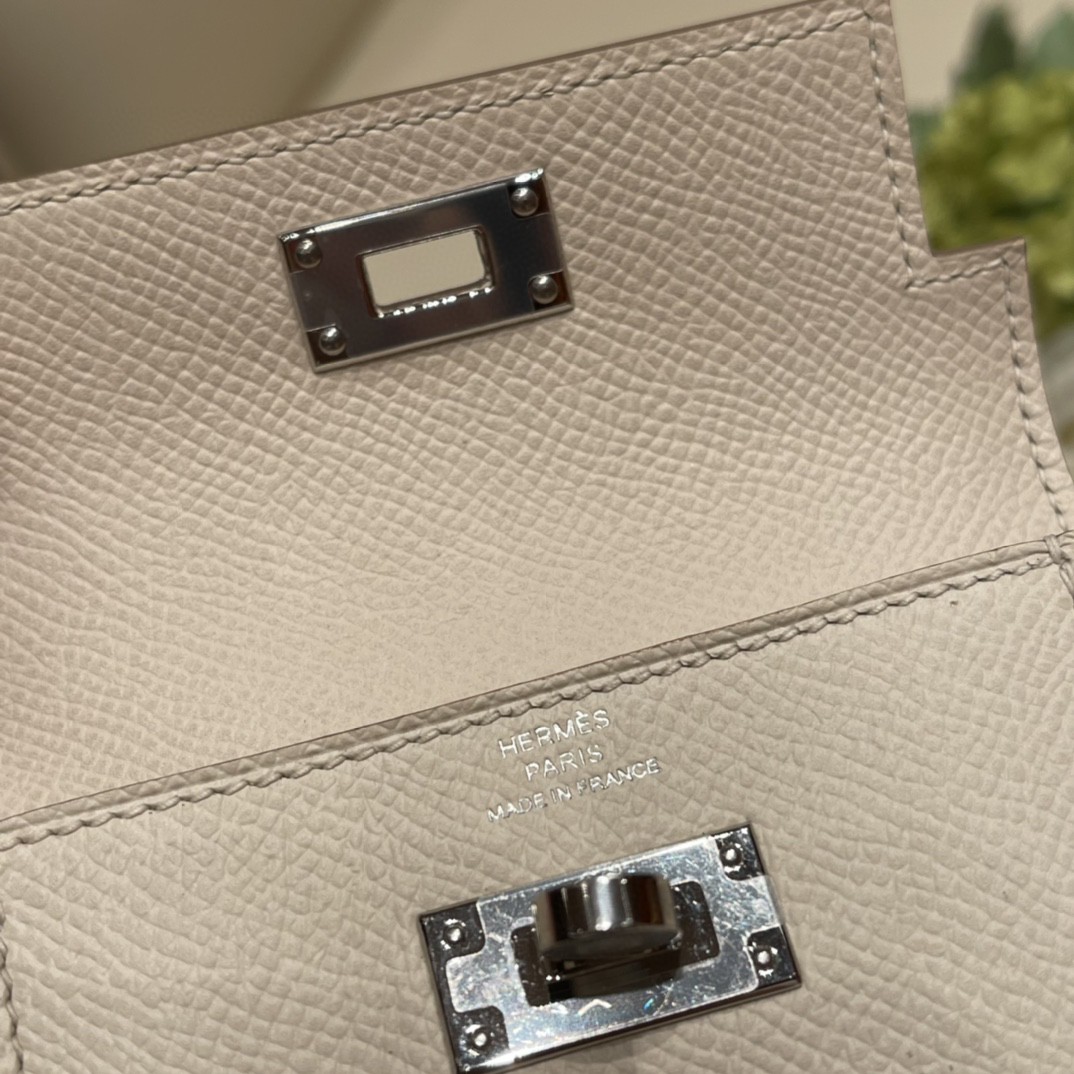 HERMES 爱马仕 Kelly pocket 配上kelly 腰带可以当腰包 Epsom 皮 10 奶昔白 银扣