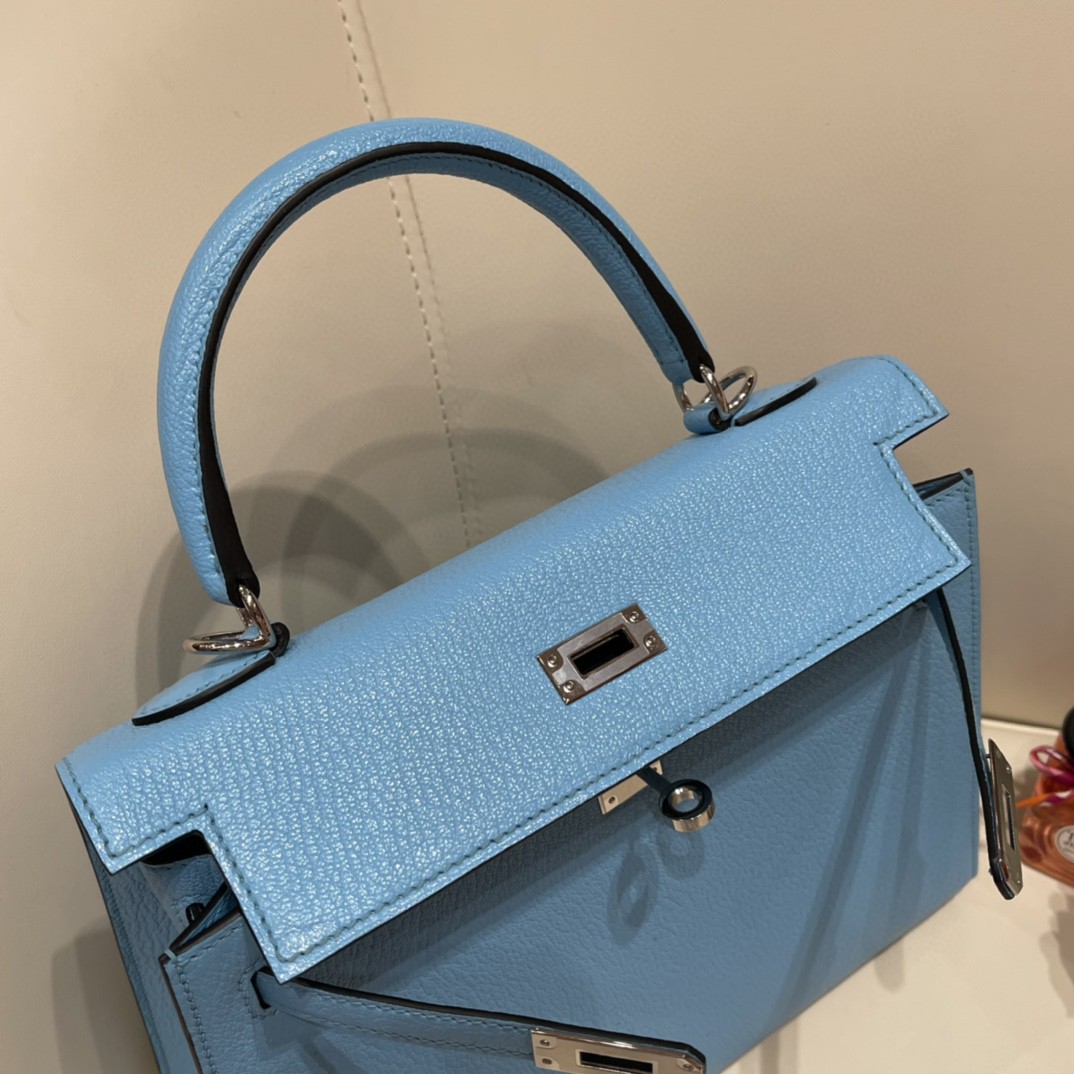 爱马仕 HERMES Kelly 25cm epsom皮 VIP定制 马蹄印 18 大象灰拼2S 风衣灰 金扣