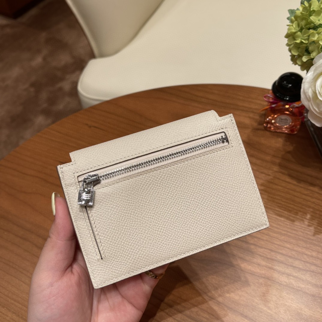 HERMES 爱马仕 Kelly pocket 配上kelly 腰带可以当腰包 Epsom 皮 10 奶昔白 银扣