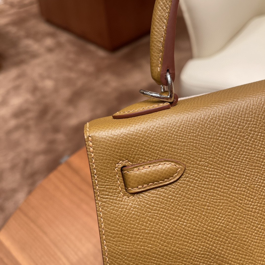 爱马仕 HERMES Kelly 25cm epsom皮 U8 青铜色 银扣