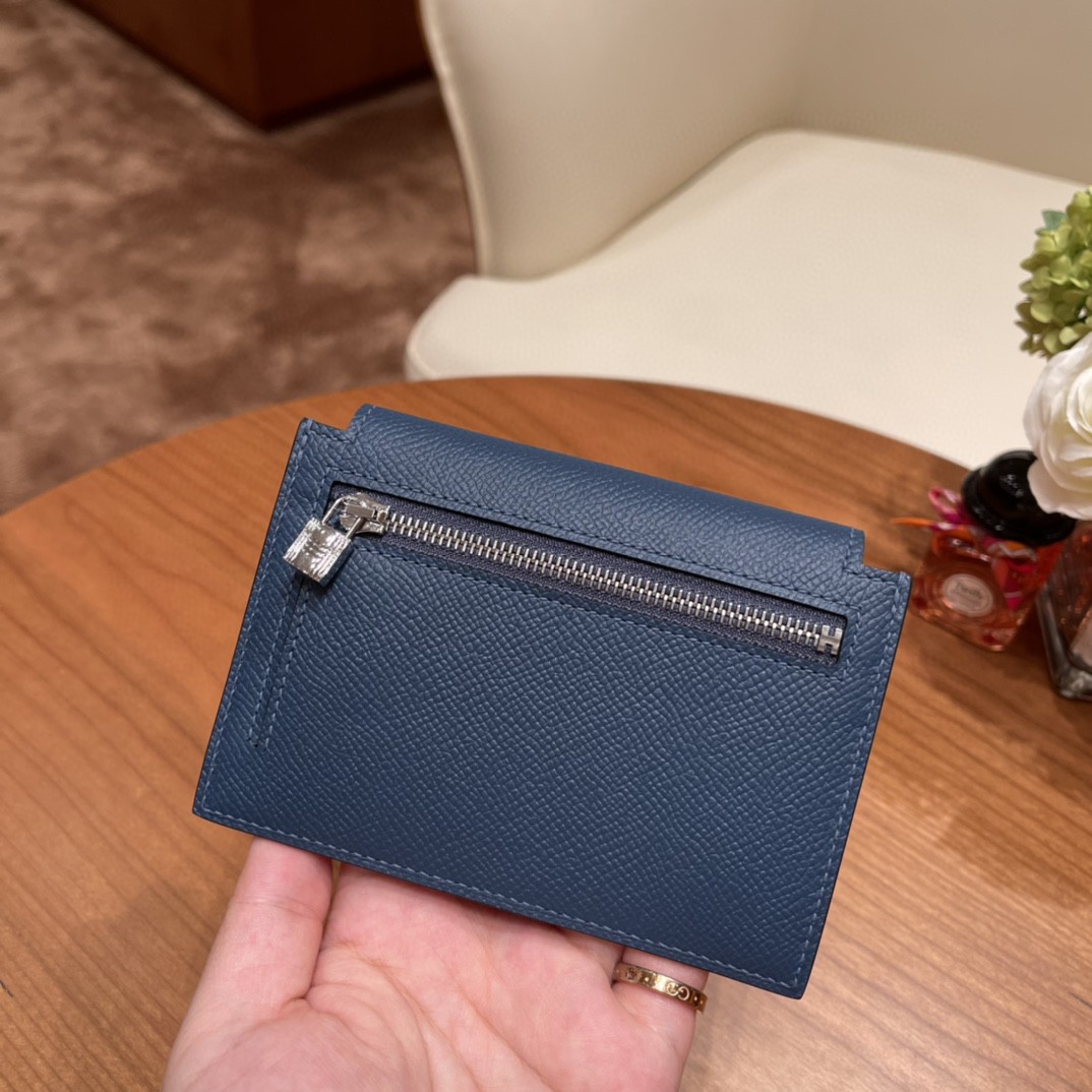 HERMES 爱马仕 Kelly pocket 配上kelly 腰带可以当腰包 Epsom 皮 S4 深邃蓝 银扣