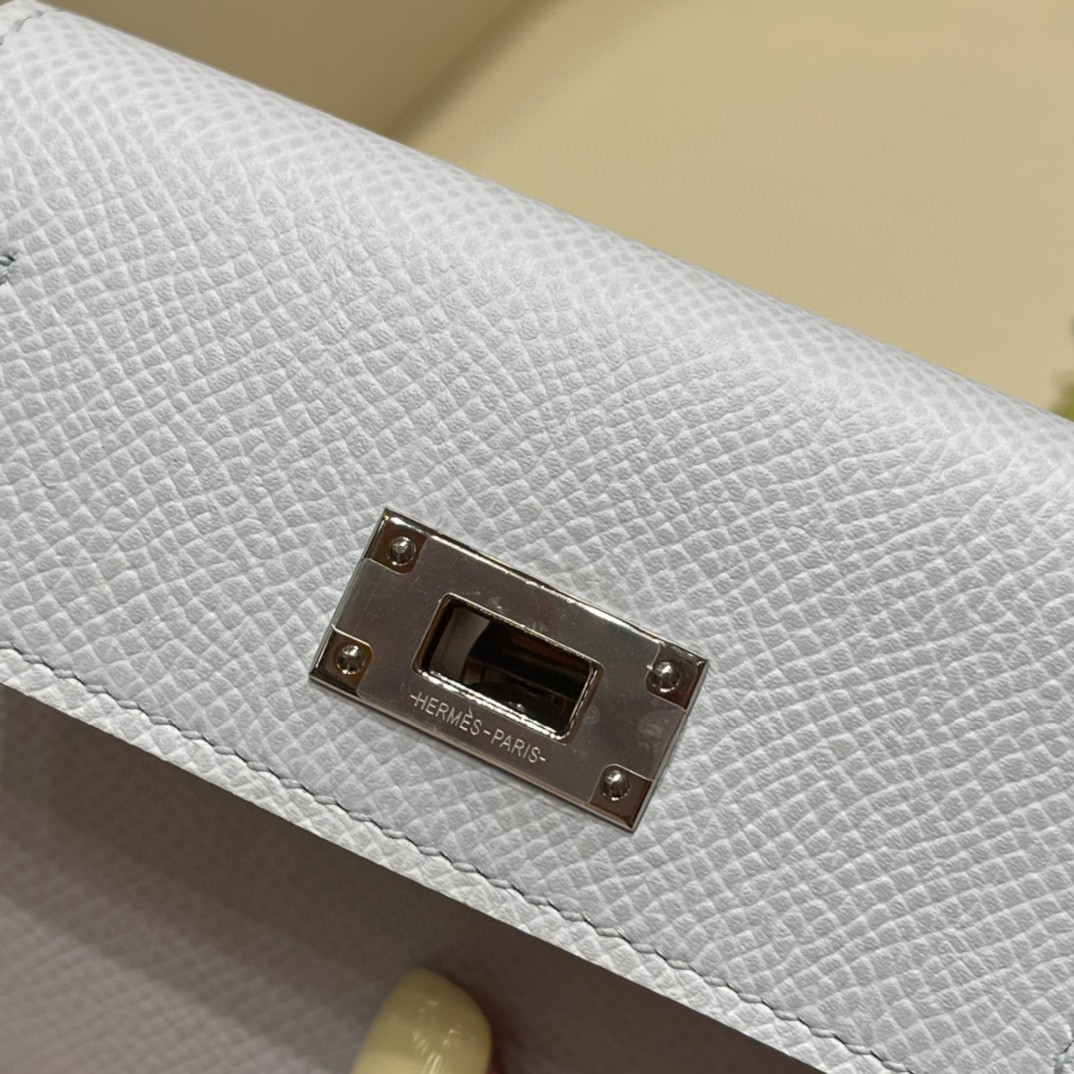 HERMES 爱马仕 Kelly pocket 配上kelly 腰带可以当腰包 Epsom 皮 T0 雾霾蓝 银扣