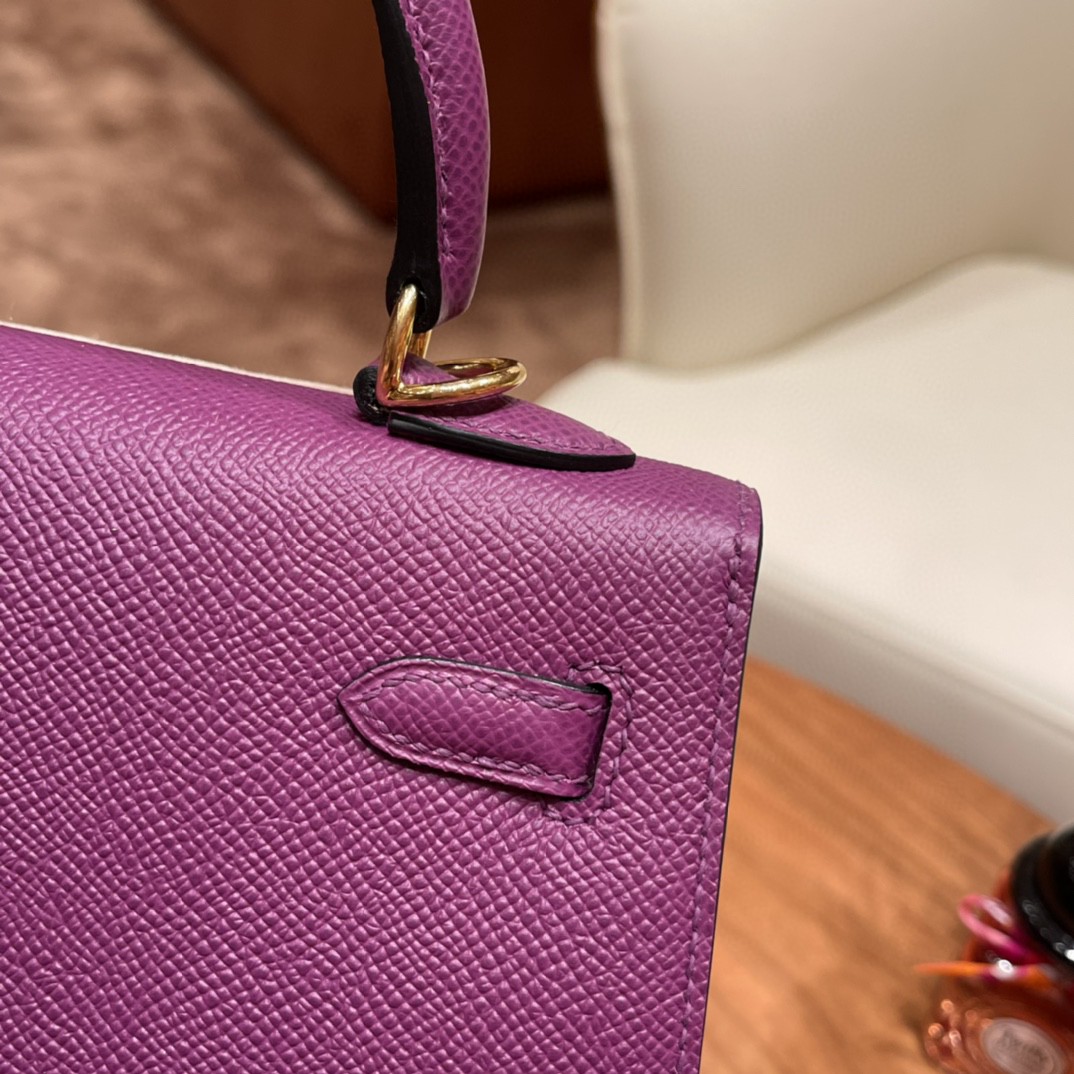 HERMES 爱马仕 Kelly 25cm epsom皮 P9 海葵紫 金扣