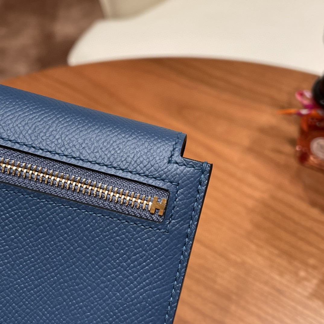 HERMES 爱马仕 Kelly pocket 配上kelly 腰带可以当腰包 Epsom 皮 S4 深邃蓝 金扣