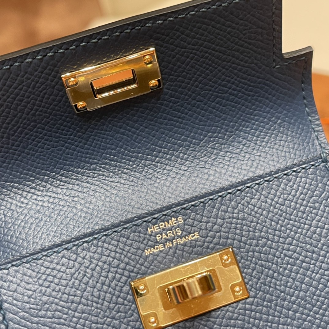HERMES 爱马仕 Kelly pocket 配上kelly 腰带可以当腰包 Epsom 皮 S4 深邃蓝 金扣
