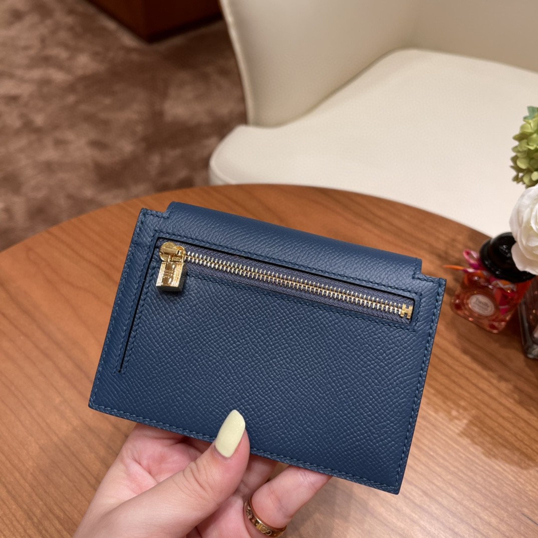 HERMES 爱马仕 Kelly pocket 配上kelly 腰带可以当腰包 Epsom 皮 S4 深邃蓝 金扣
