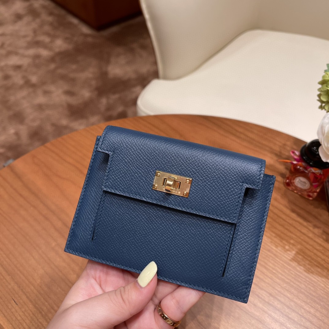 HERMES 爱马仕 Kelly pocket 配上kelly 腰带可以当腰包 Epsom 皮 S4 深邃蓝 金扣