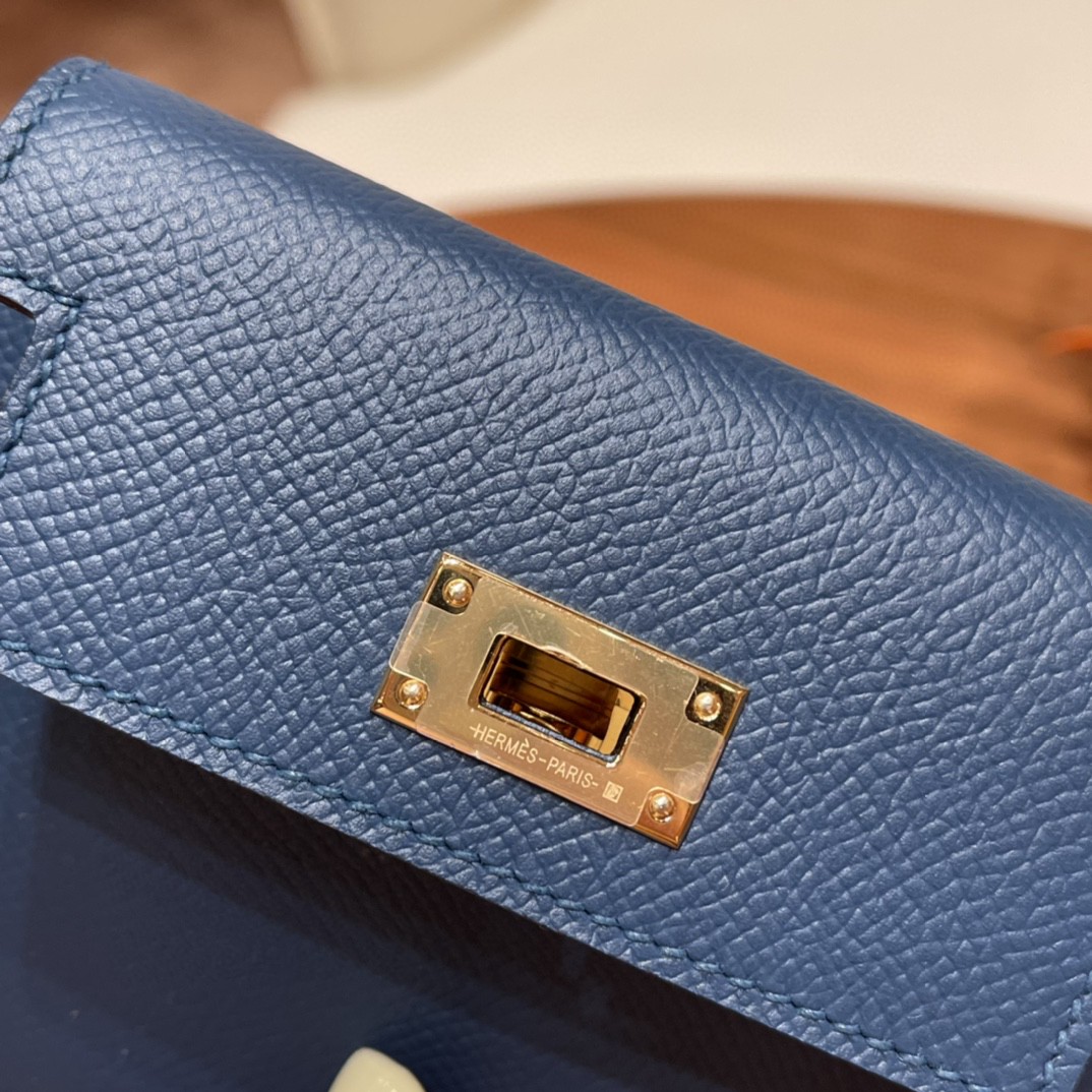 HERMES 爱马仕 Kelly pocket 配上kelly 腰带可以当腰包 Epsom 皮 S4 深邃蓝 金扣