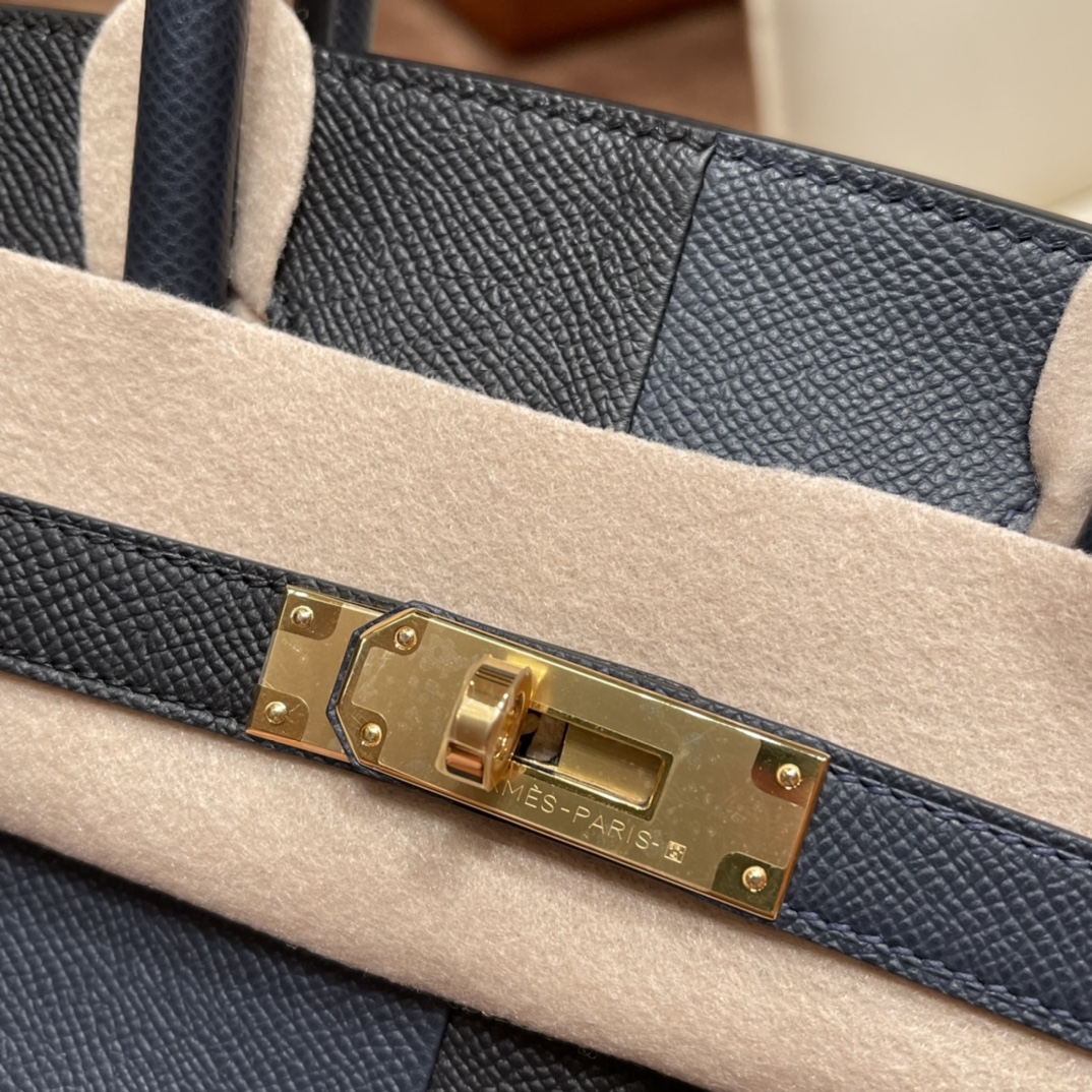 爱马仕 HERMES 30 Birkin casaque 新拼色，小极品 3拼色 89黑色拼76印度蓝内拼0F 佛里达蓝 金扣 超Nice