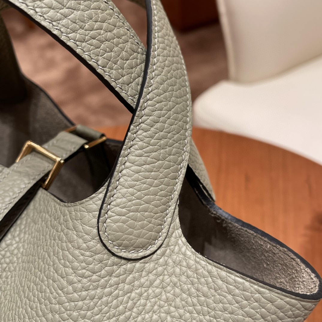 HERMES picotin 18cm 超级百搭的菜篮子 入门款实用款，容量大 超级推荐 Tc皮 Q1 鼠尾草绿 金扣