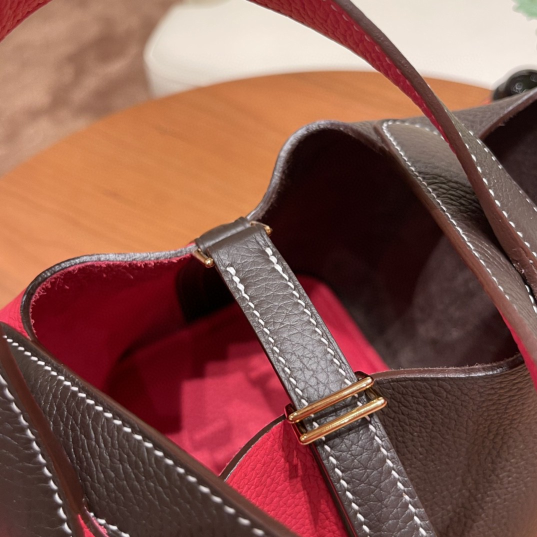 HERMES picotin 18cm 超级百搭的菜篮子 入门款 实用款，容量大 超级推荐 46 乌木色 拼i6 极致粉 金扣