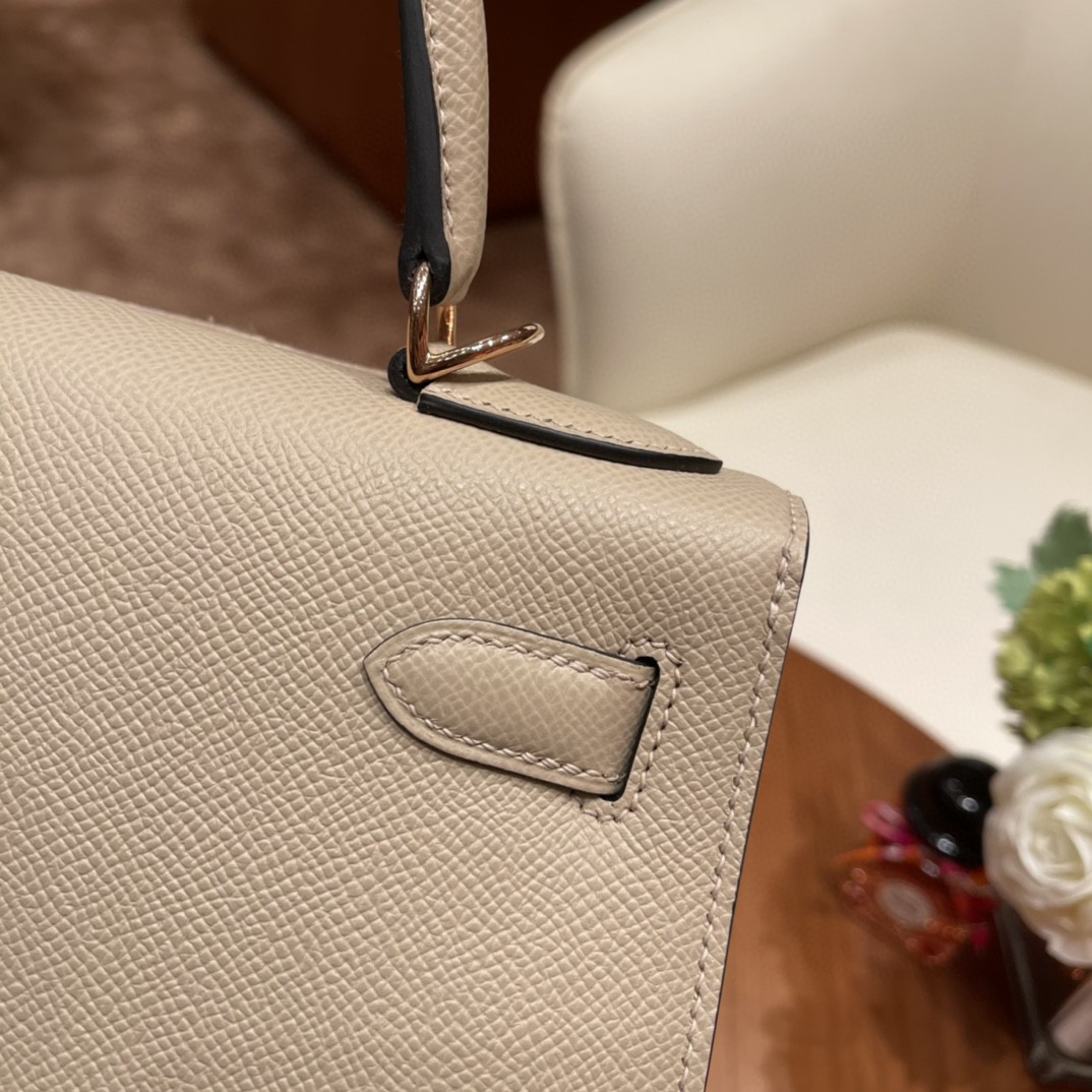 HERMES 爱马仕 28 Kelly S2 风衣灰 玫瑰金扣 原厂皮 代购品质