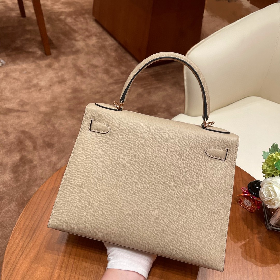 HERMES 爱马仕 28 Kelly S2 风衣灰 玫瑰金扣 原厂皮 代购品质