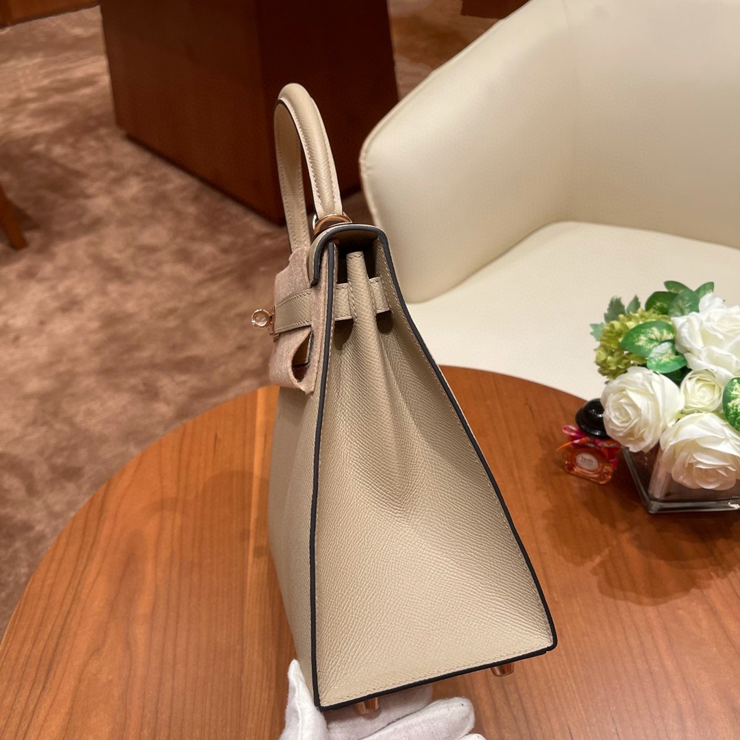 HERMES 爱马仕 28 Kelly S2 风衣灰 玫瑰金扣 原厂皮 代购品质