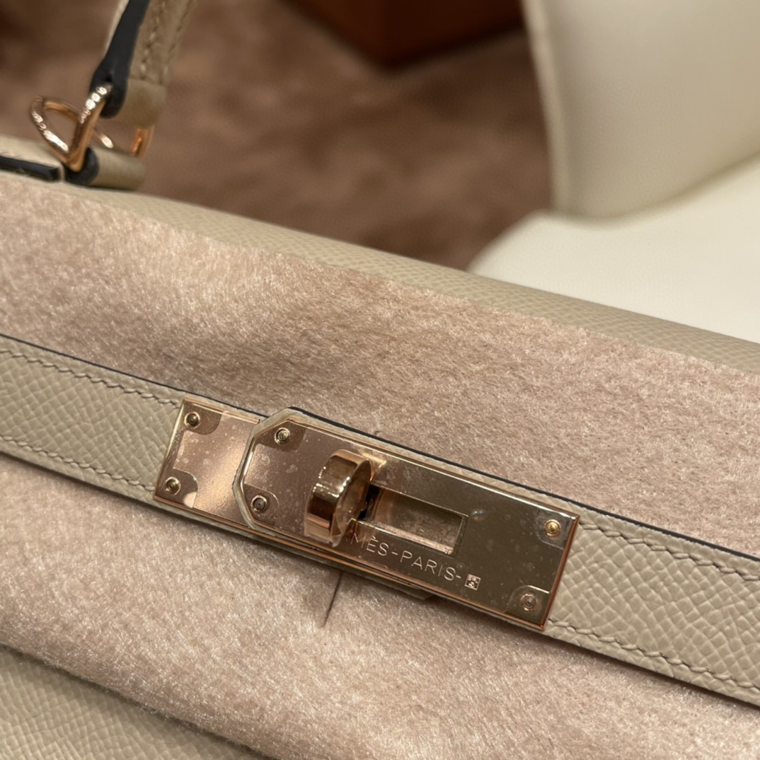 HERMES 爱马仕 28 Kelly S2 风衣灰 玫瑰金扣 原厂皮 代购品质