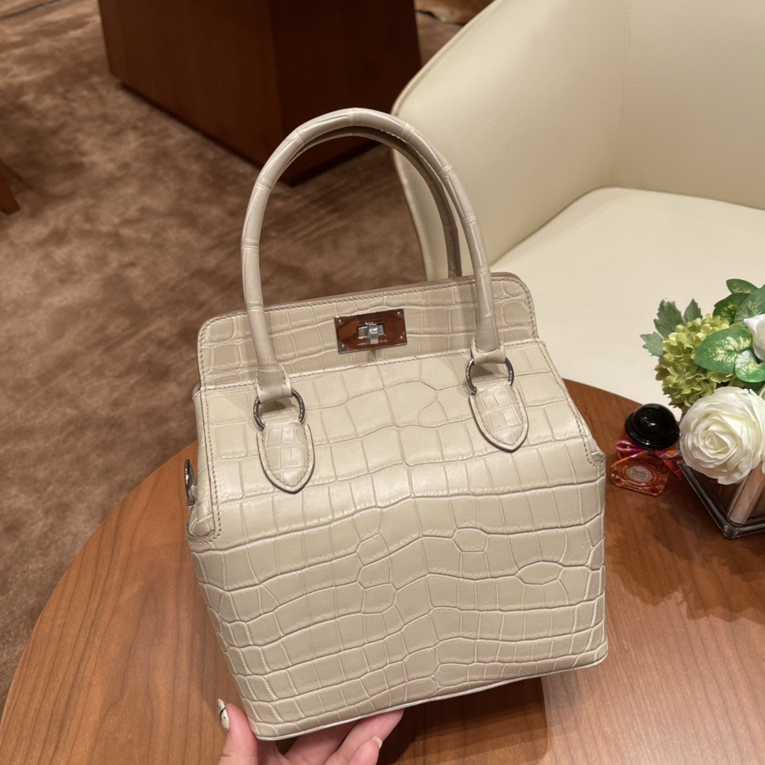 HERMES 20 toolbox 牛奶盒 简单方便  巨能装  尼罗鳄鱼 8L 冰川白 银扣 正品开版 入柜无压力