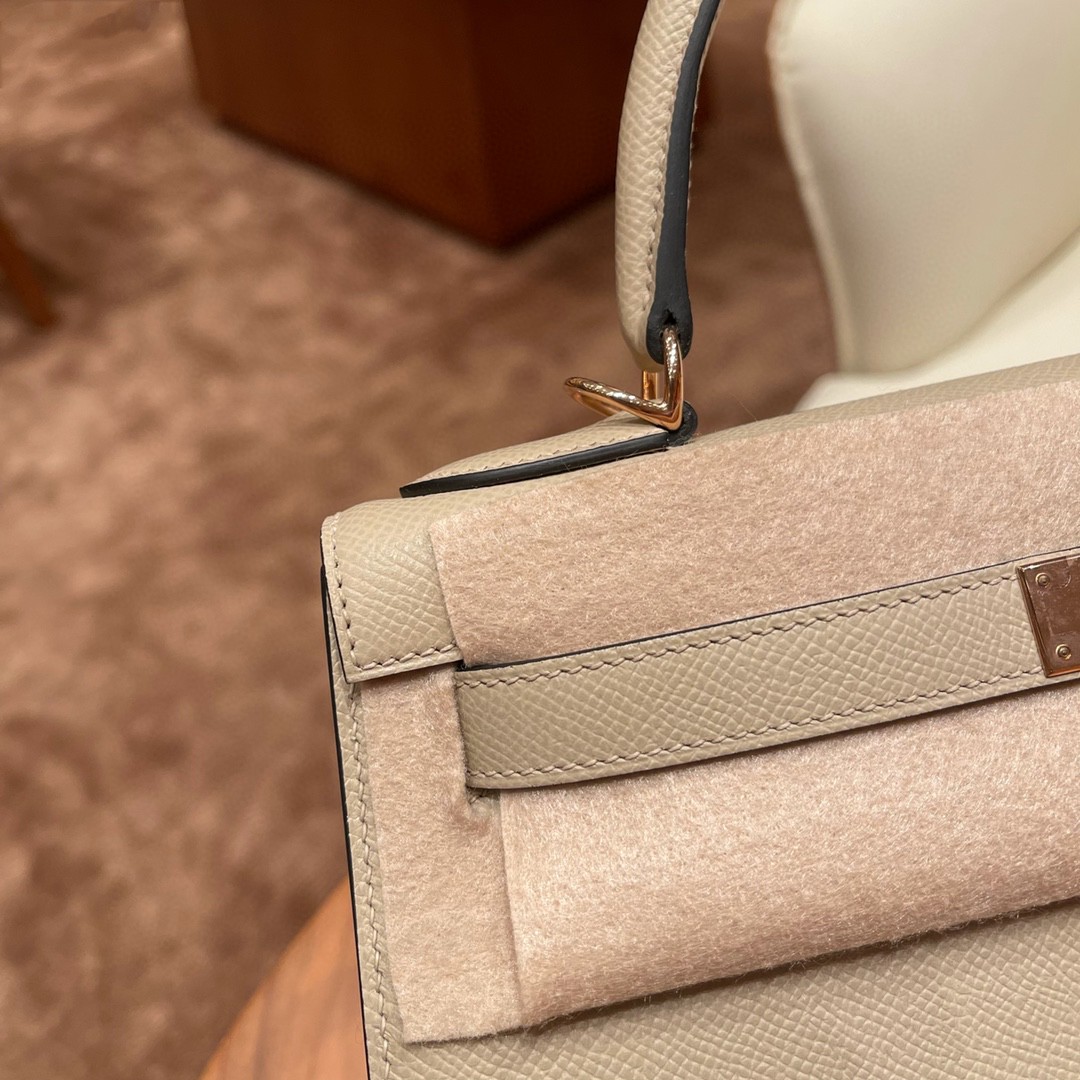 HERMES 爱马仕 28 Kelly S2 风衣灰 玫瑰金扣 原厂皮 代购品质