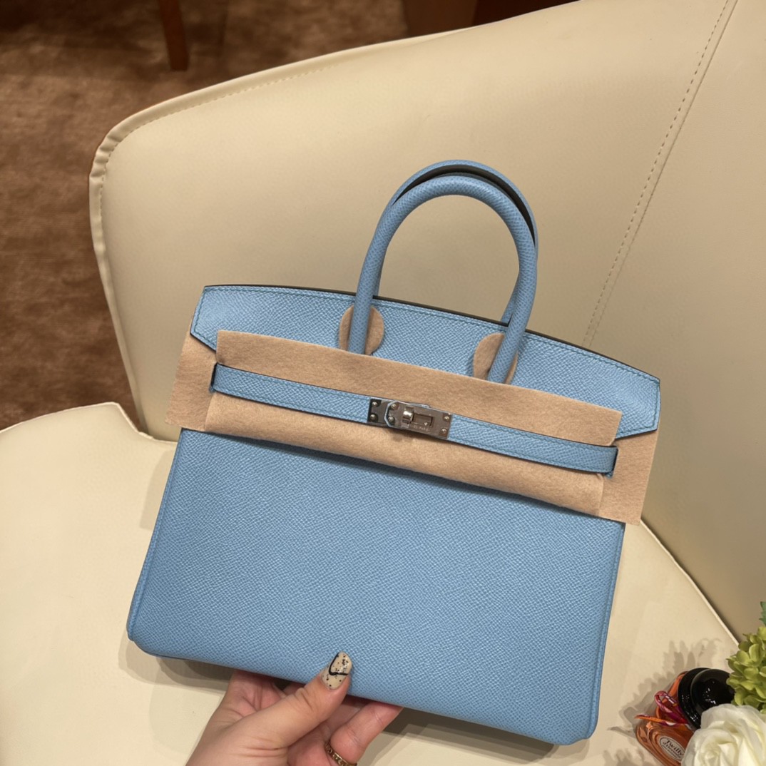 HERMES 爱马仕 Birkin 25  Epsom 皮 7N 糖果蓝 银扣